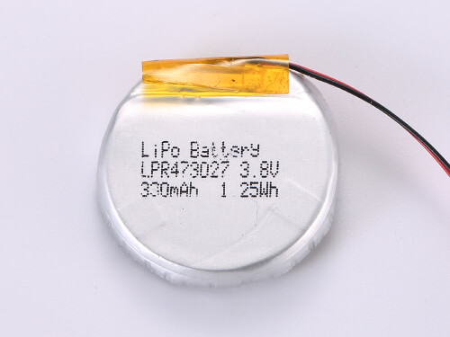 Batteria LiPo Rotonda LPR473027 3.8V 330mAh 1.25Wh